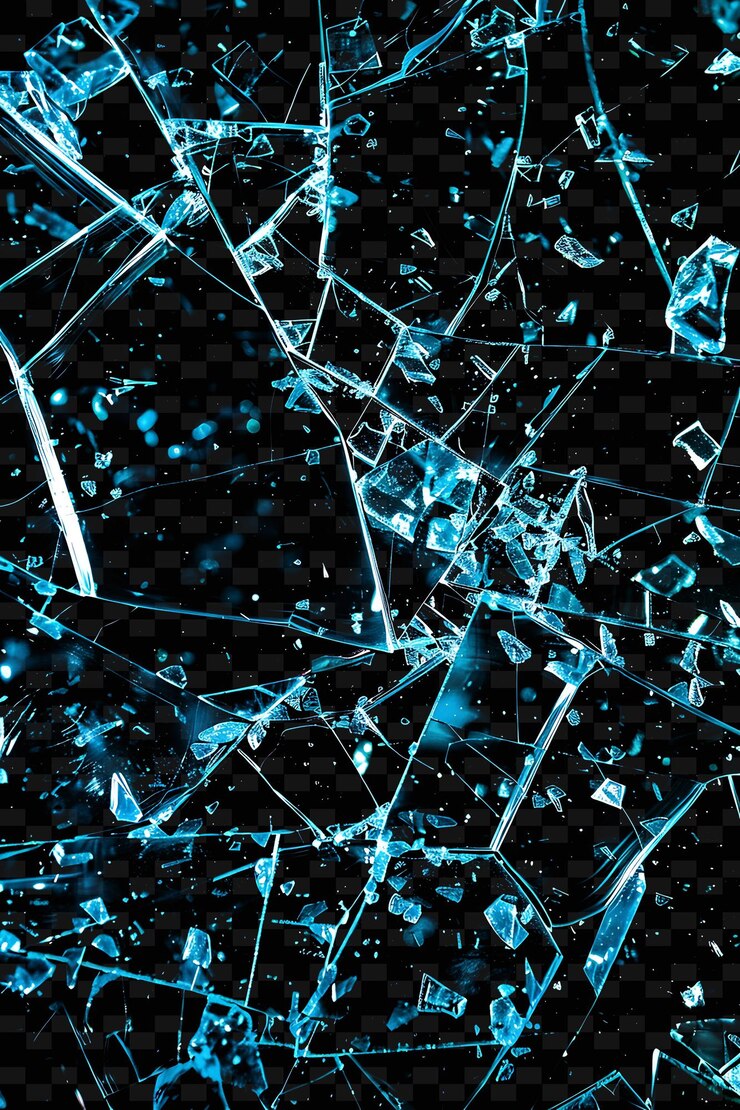 PSD neon lit shattered glass fragments broken glass texture mate y2k texture shape background decor art