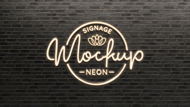 PSD mockup con effetto logo al neon