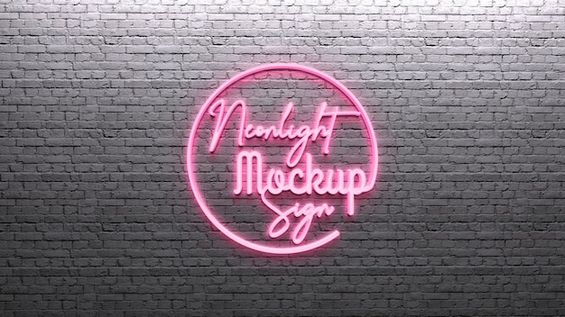 PSD mockup con effetto logo al neon