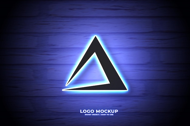 PSD mockup di logo al neon con finitura riflettente lucida