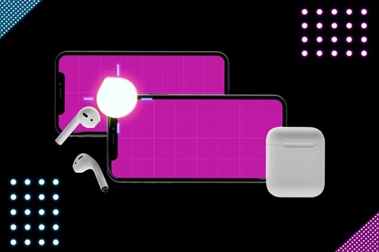 PSD ネオン音楽アプリモックアップ