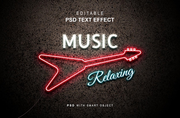 PSD neon music relaxing style text effect