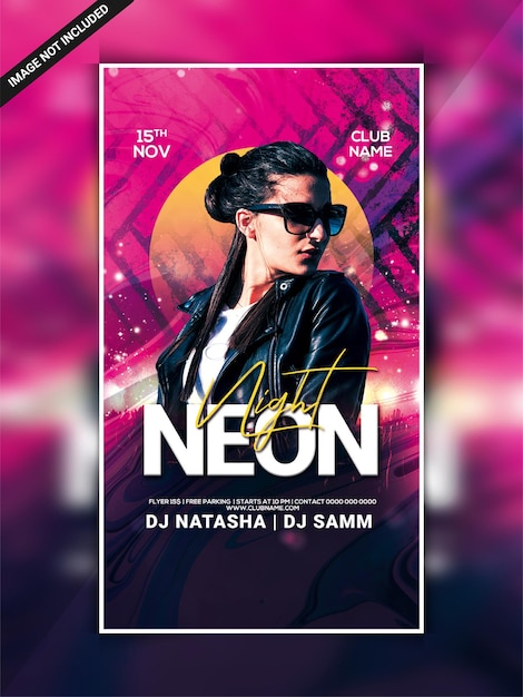 PSD neon nacht feest instagram webbannersjabloon