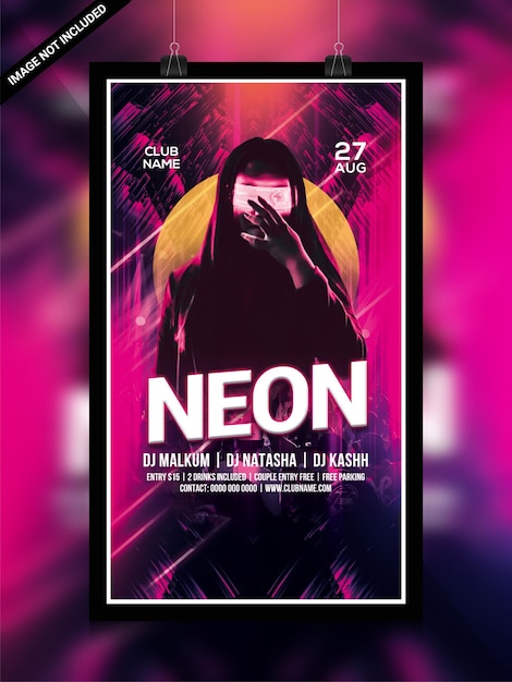 Neon nacht feest instagram webbannersjabloon