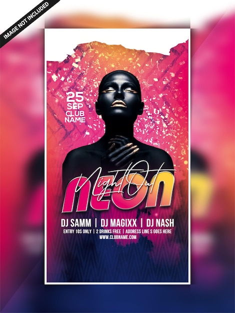 Neon nacht feest instagram webbannersjabloon