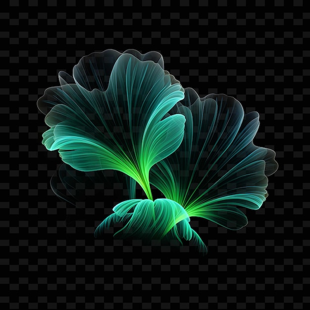 PSD neon natuur natuur geïnspireerde lijnen bioluminescent flora zacht png y2k vormen transparant licht arts