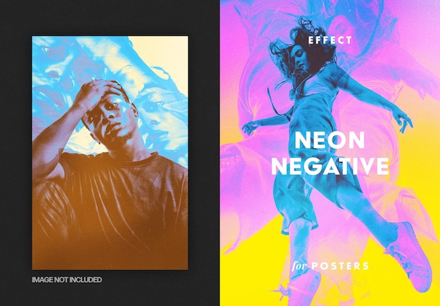 Neon negative photo effect for posters