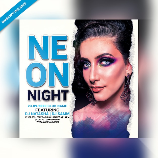 Neon night party flyer-sjabloon