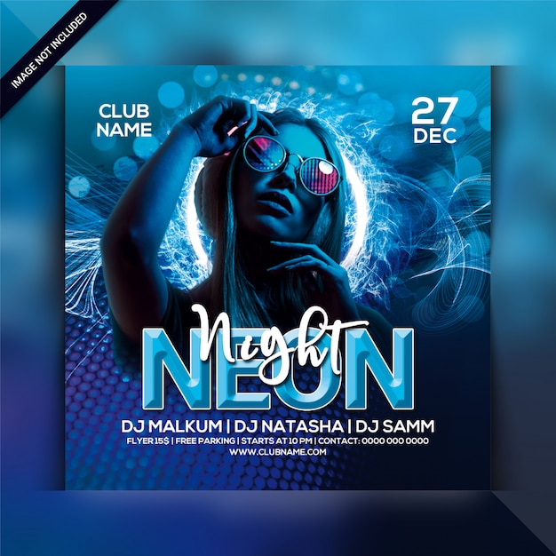 Neon night party flyer template