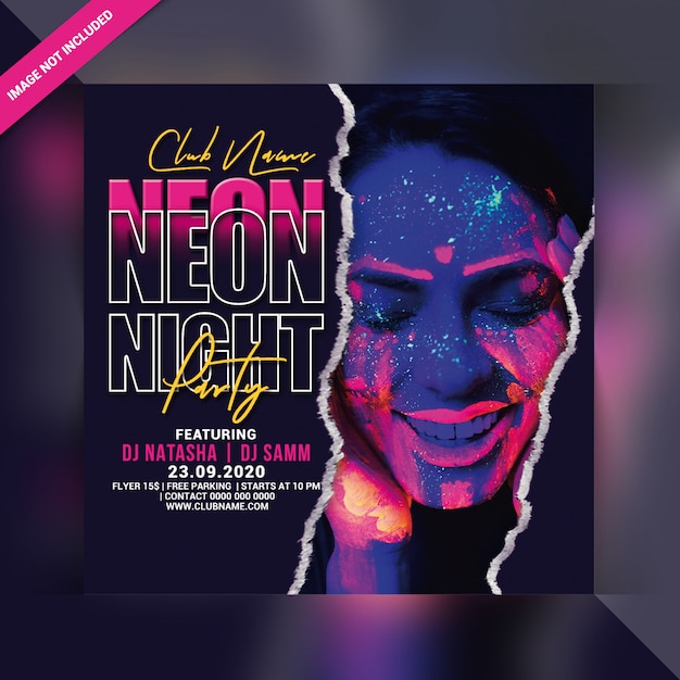 Neon night party flyer