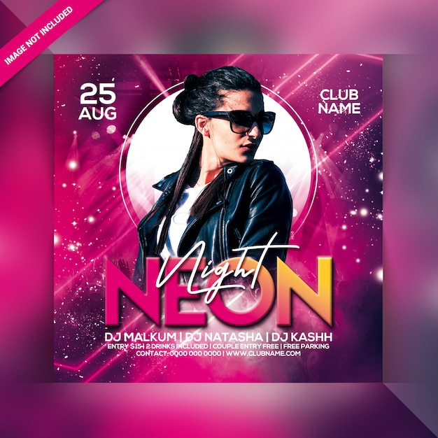 Neon night party flyer