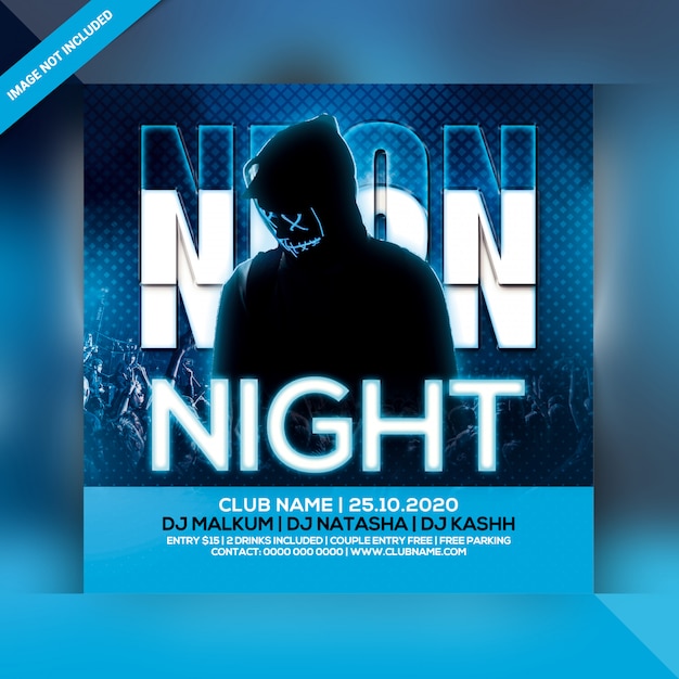 Neon night party flyer