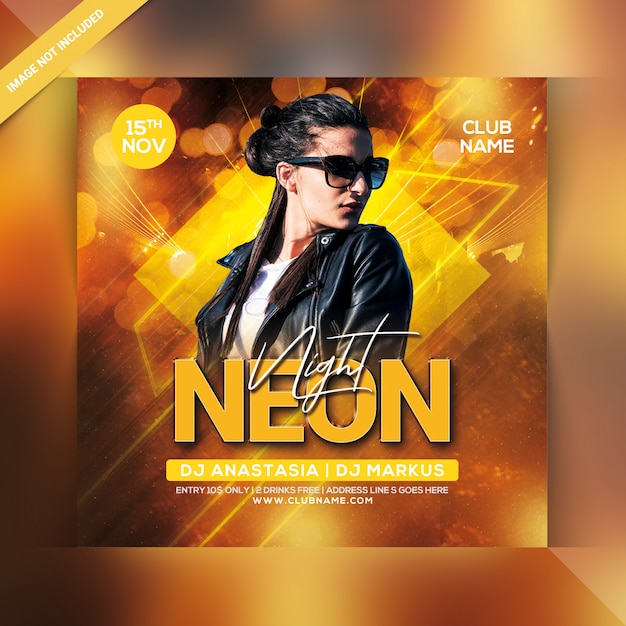 Neon night party flyer