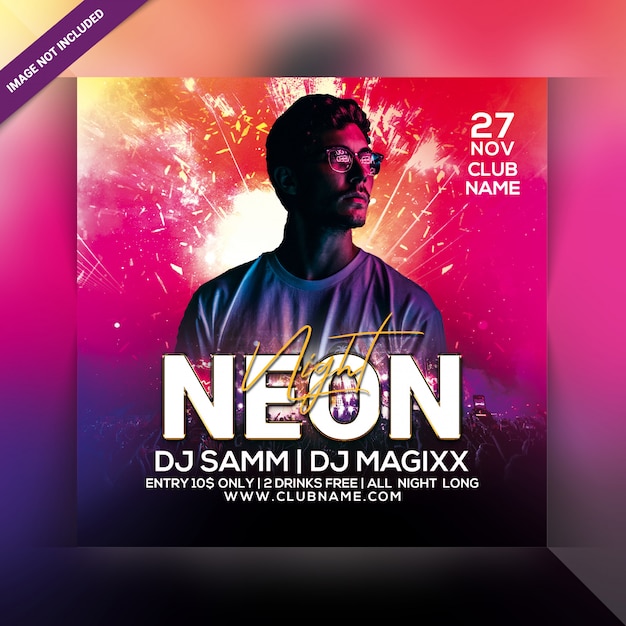 Neon night party flyer