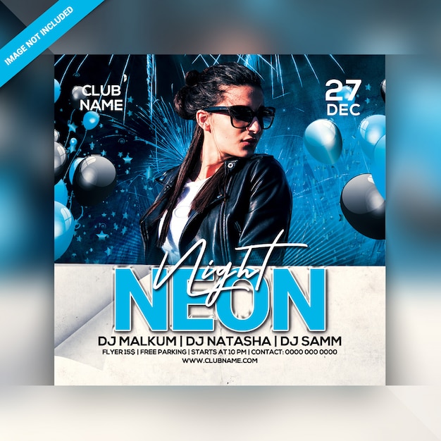 Neon night party flyer