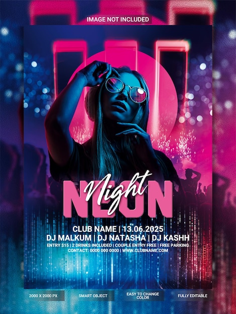 neon night party flyer