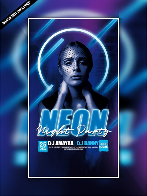 PSD neon night party web banner template