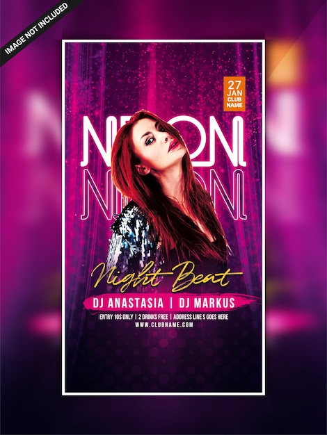 PSD neon night social media web banner template