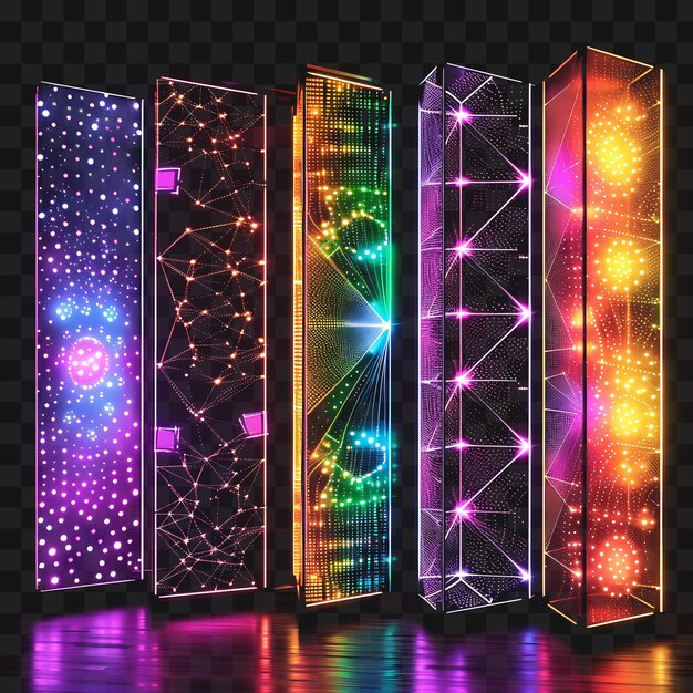 Neon panel psd designs e cyberpunk art visuali accattivanti e risorse digitali trasparenti 4096px