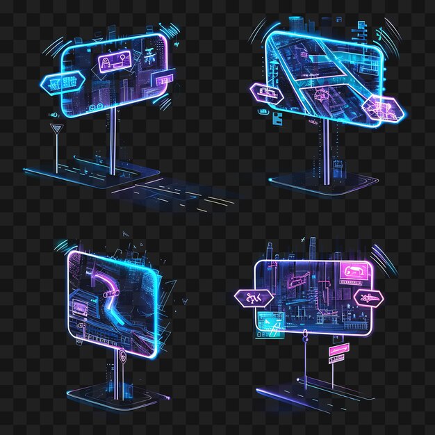 Neon panel psd designs and cyberpunk art eye catching visuals and transparent digital assets 4096px