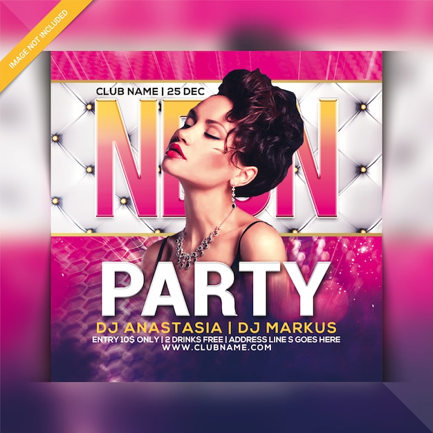 PSD neon party flyer template