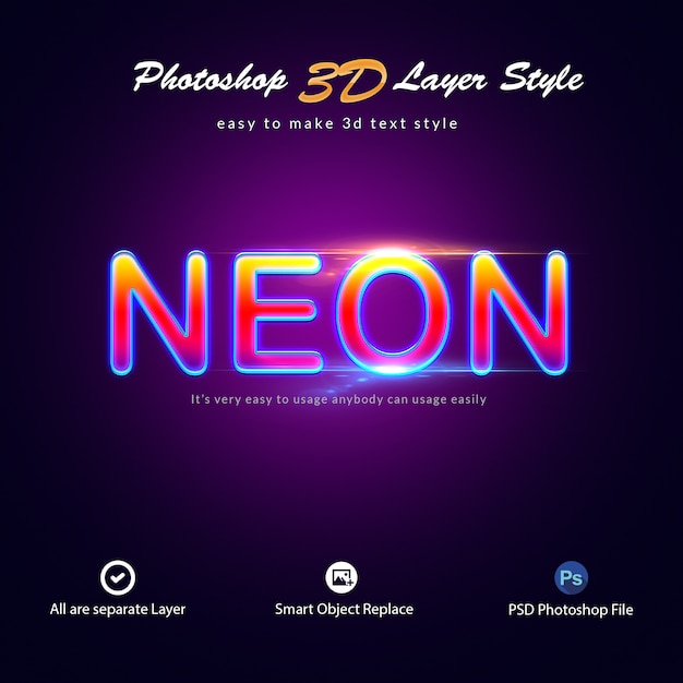 Effetti di testo stile al neon di photoshop layer