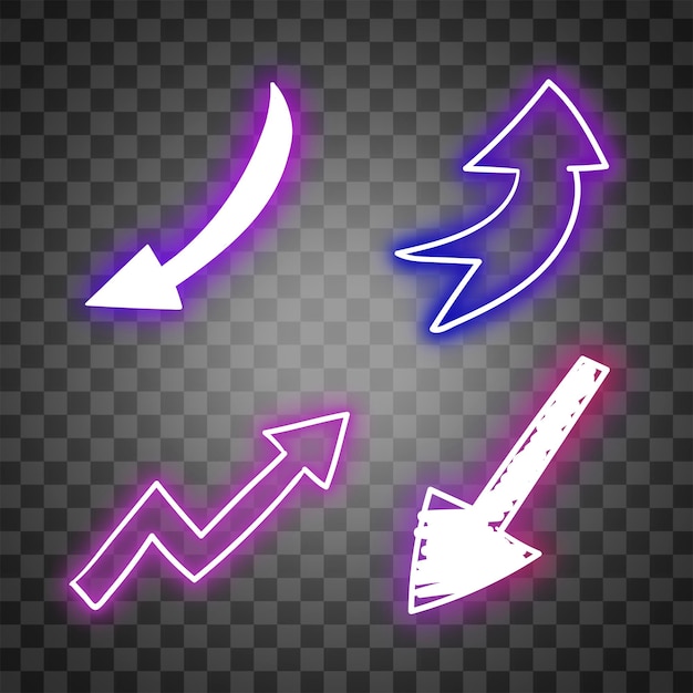 Neon pijlen teken set ontwerp element