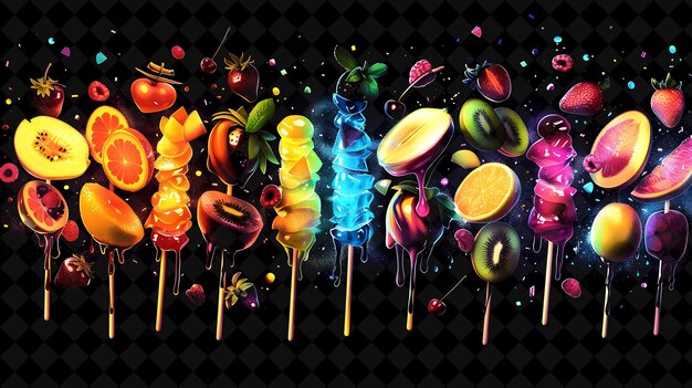 Neon png food collection vivid colors and high contrast for signboard menu and digital art design