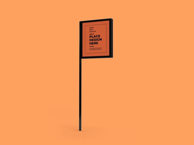 Neon Pole Sign Mockup Design geïsoleerd