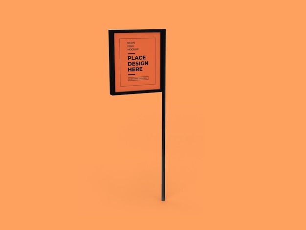 Neon Pole Sign Mockup Design geïsoleerd