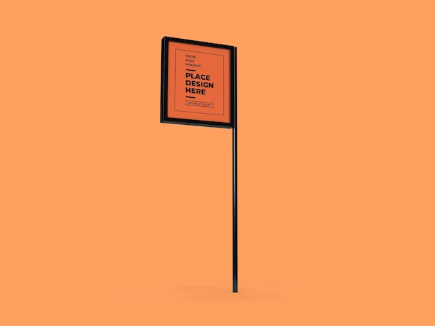 Neon Pole Sign Mockup Design geïsoleerd
