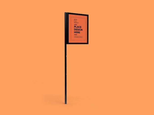 PSD neon pole sign mockup design isolated