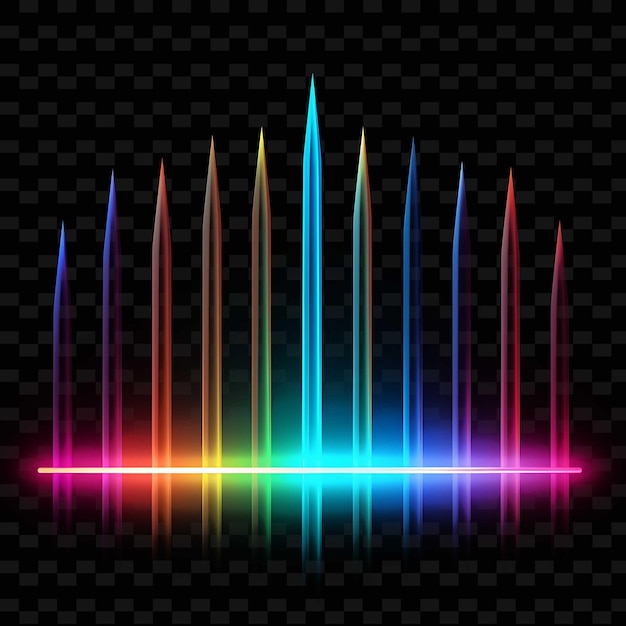 PSD ネオン プリズム プリズム ライン 虹の色合い 半透明の色 png y2k 形状 透明な光の芸術
