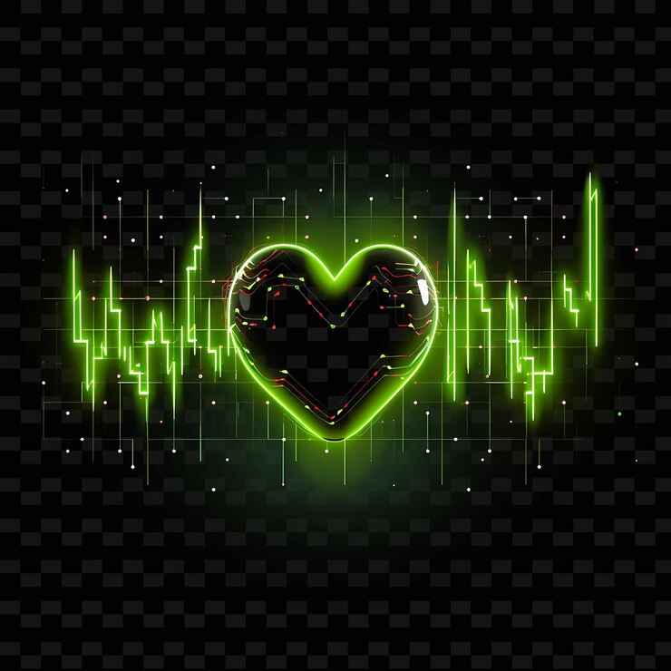 PSD neon pulse borderline design neon lines style heartbeat desi png y2k shapes transparent light arts