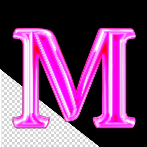 PSD neon purple character letter m