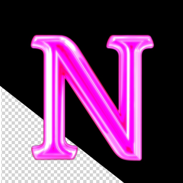 PSD neon purple character letter n