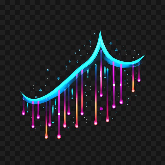 PSD neon rain borderline design neon lines style reindrop design transparent clipart png 4096px