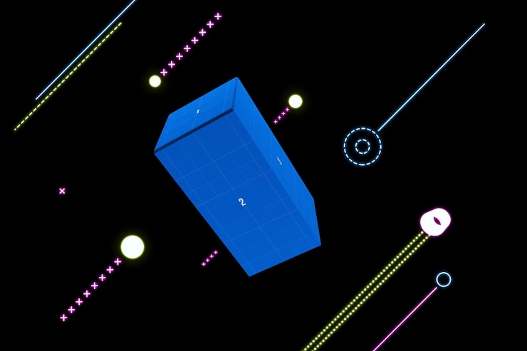 PSD neon rectangle box mockup