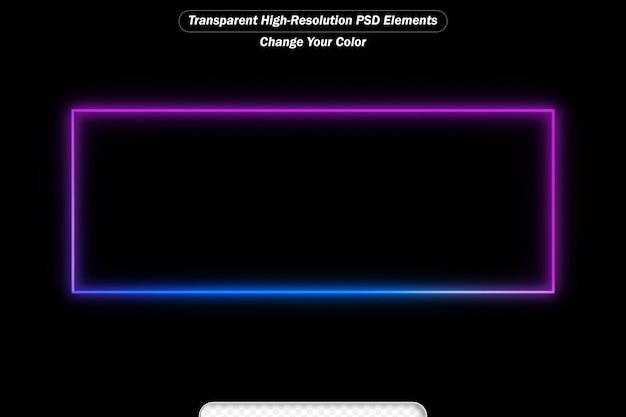 PSD neon rectangular signs horizontal light banners set frames