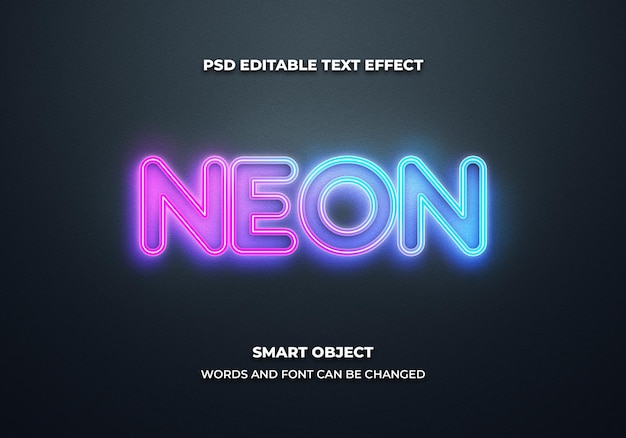 Neon redigerbar teksteffekt stil