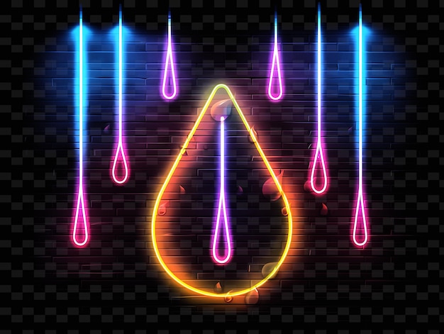 PSD neon regenbord met een regendruppelvormig bordframe met casca y2k vorm creatief borddecor