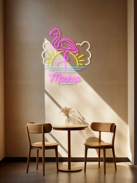 PSD progettazione del logo di un ristorante o di una caffetteria al neon.