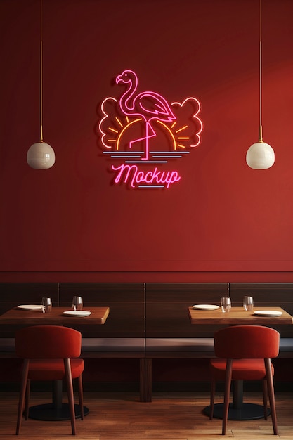 PSD progettazione del logo di un ristorante o di una caffetteria al neon.