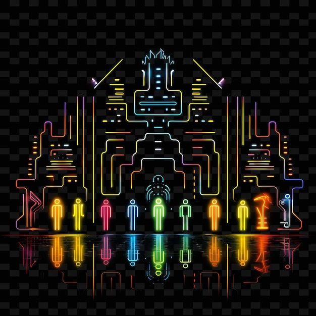 PSD neon retro arcaderetro arcade lijnenpixel art karaktersretro png y2k vormen transparant licht arts