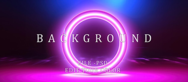 PSD neon roze verlichting rond frame donkere achtergrond vector stock illustratie voor poster