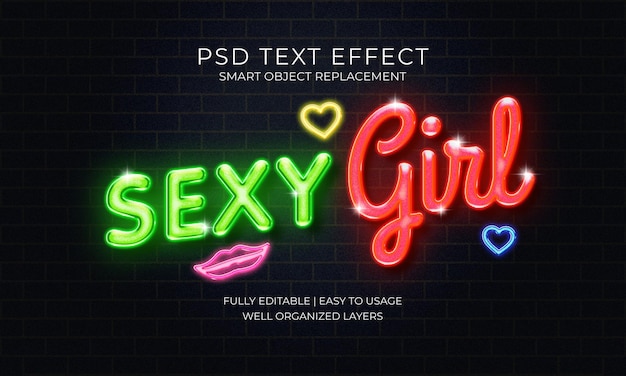 PSD neon sexy girl text effect