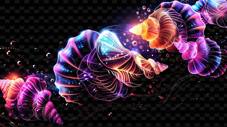 PSD neon shape collages and outlines abstract futuristic textures for glowing decor and y2k color art