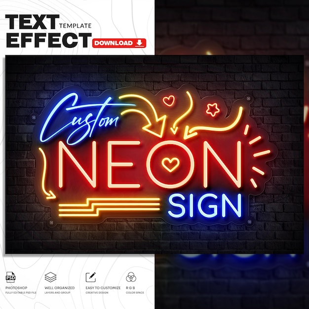 Neon Sign Effect PSD-sjabloon