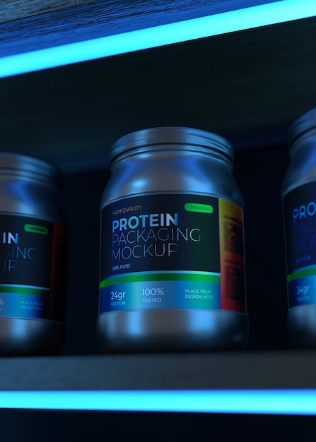 Neon sign showing protein product mockup