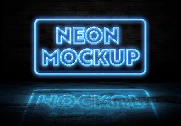 Neon sign teksteffect reflecterend op de grond mockup